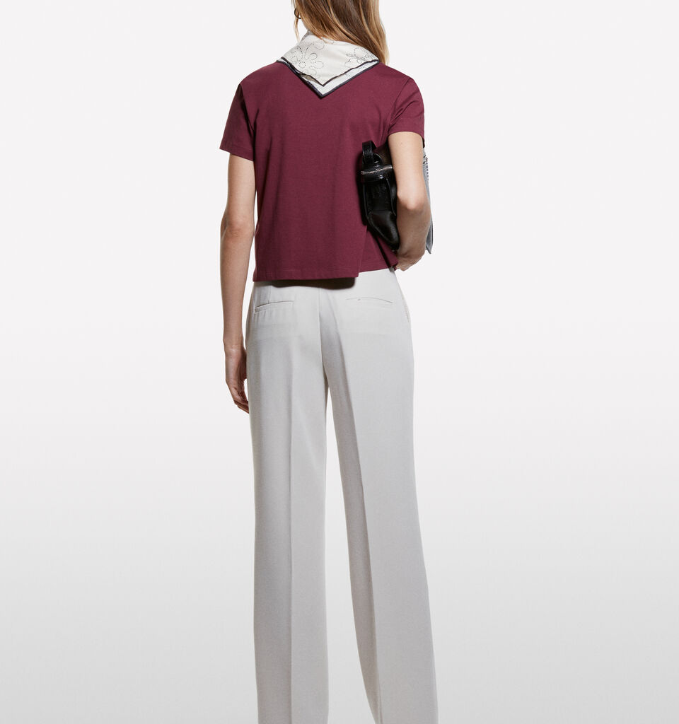 Burgundy boxy fit t-shirt - women's short sleeve t-shirts - Burgundy | Sisley image number 2